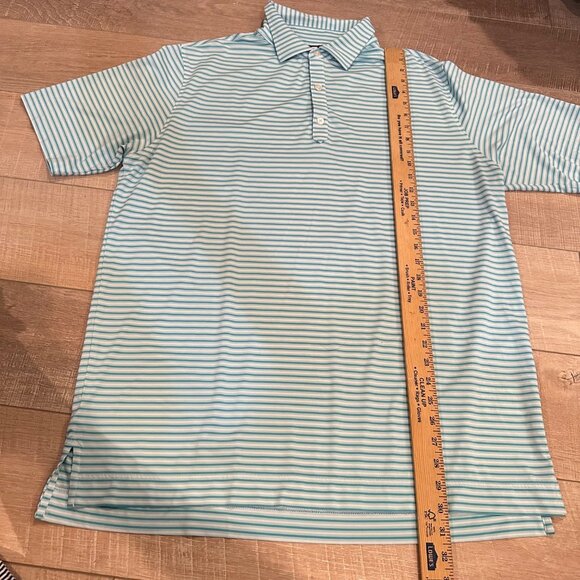 FOOTJOY FJ MENS XL TURQUOISE BLUE STRIPE GOLF POLO SHIRT DRI FIT - Picture 4 of 10